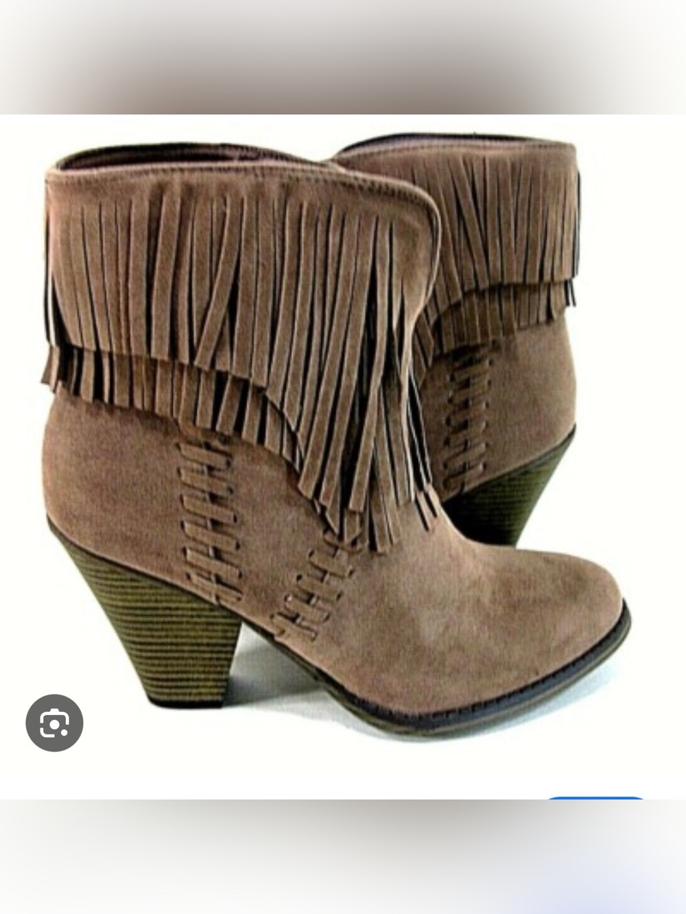 Nature Breeze Taupe Fringe Suede Ankle Booties